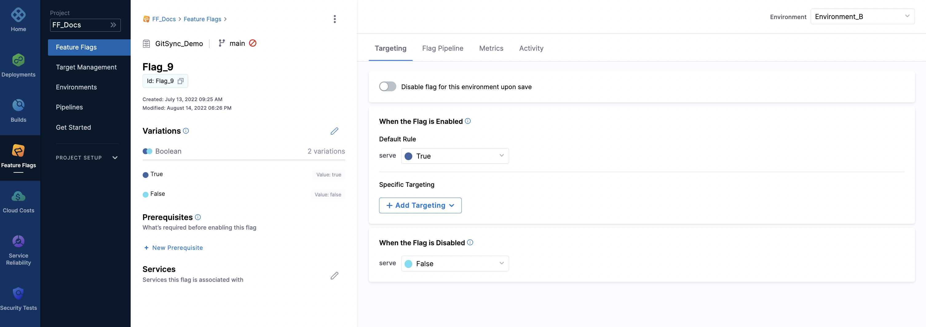 A screenshot of a message asking the user to confirm they want to toggle a flag on.