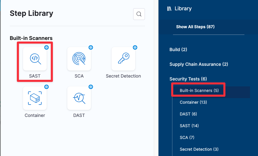 Add built-in SAST scan step
