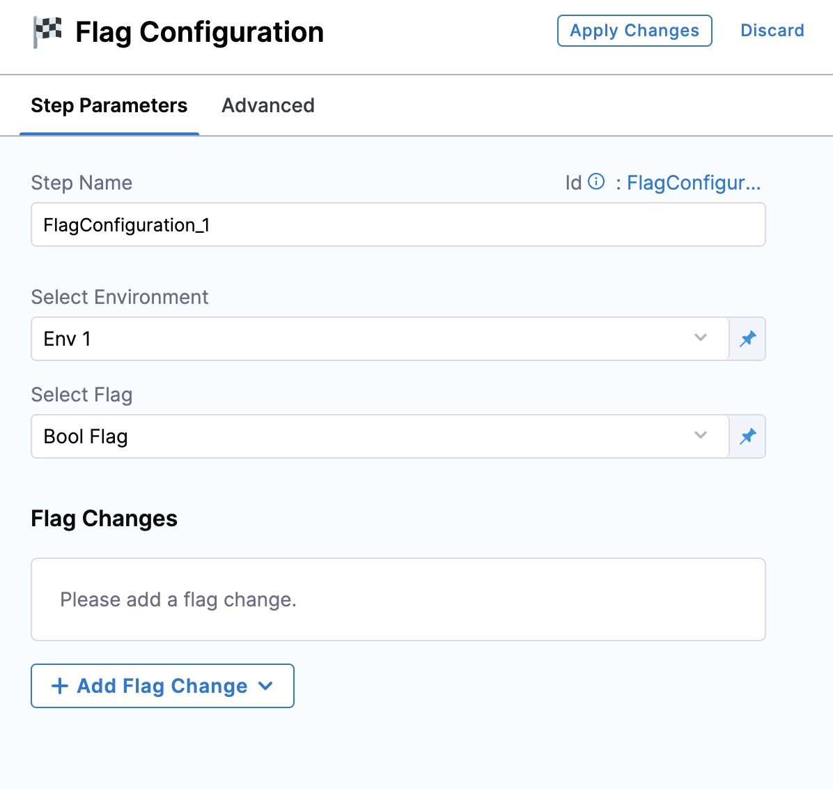Flag Configuration > Step Parameters screen